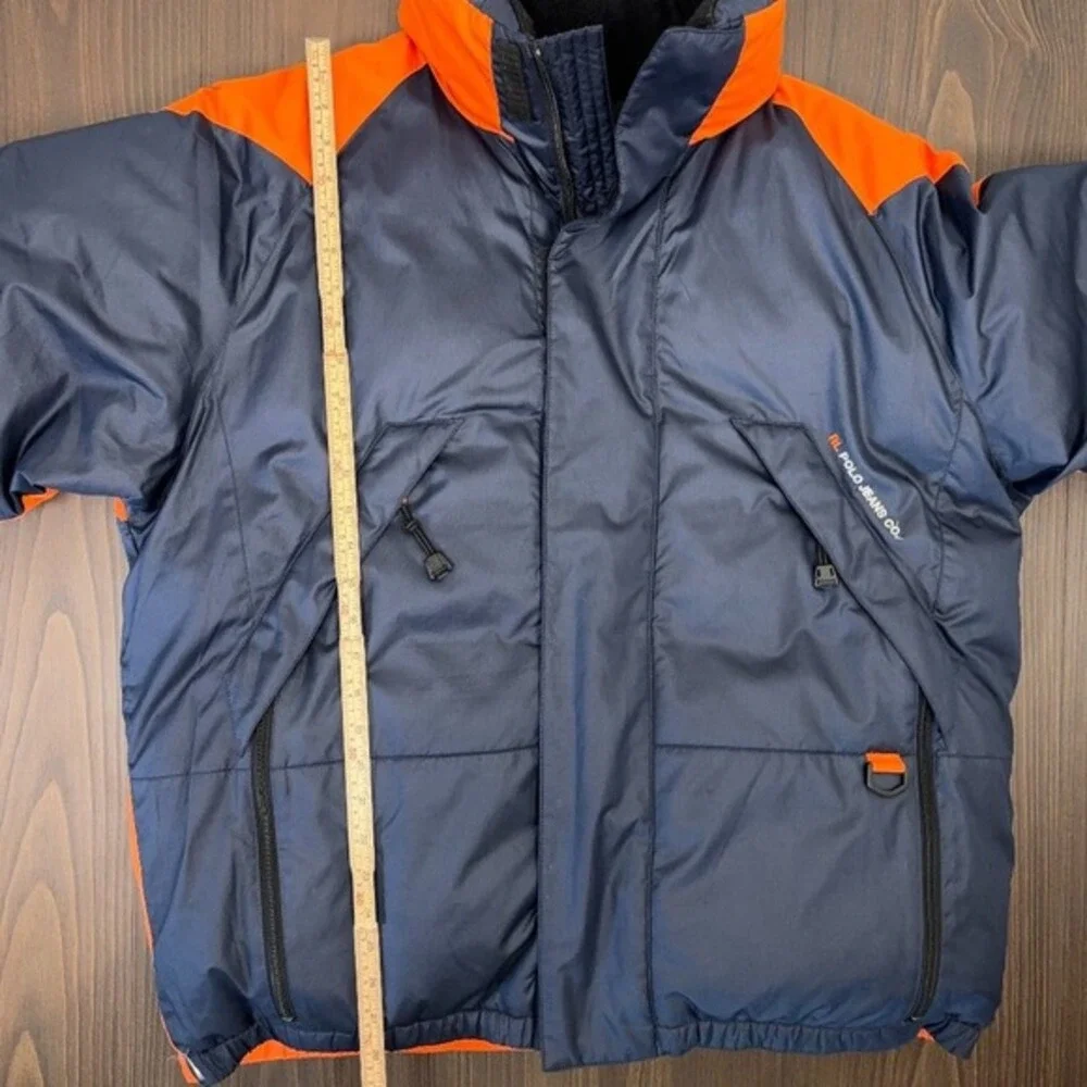 Rare VTG Ralph Lauren Polo Jeans Co. RL-67 Down Puffer‎ Jacket Large Navy Orange
